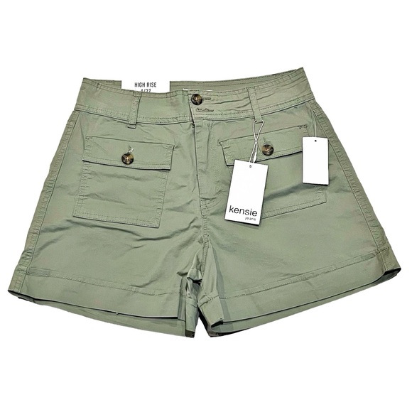 Kensie Pants - Kensie Jeans The High Rise Shorts in Vineyard Green, Size 4/27 New w/Tag
